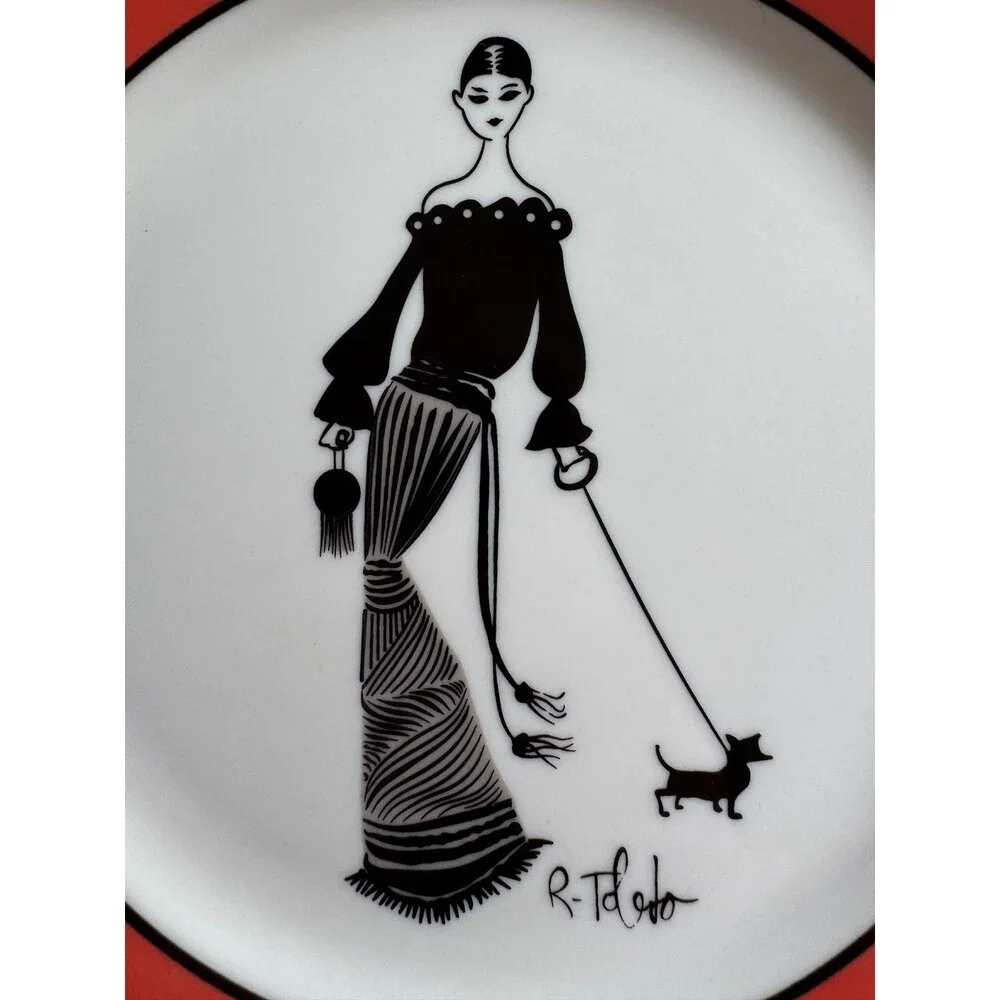 Ruben Toledo Nordstrom Designer Limited Ed 2002 Set 4 Orange Fashion Plates